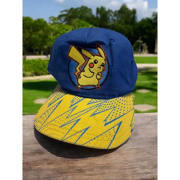 Pokémon Hat Embroidered Pikachu Nintendo Snapback Adjustable Royal Blue Youth OS - Picture 1 of 7